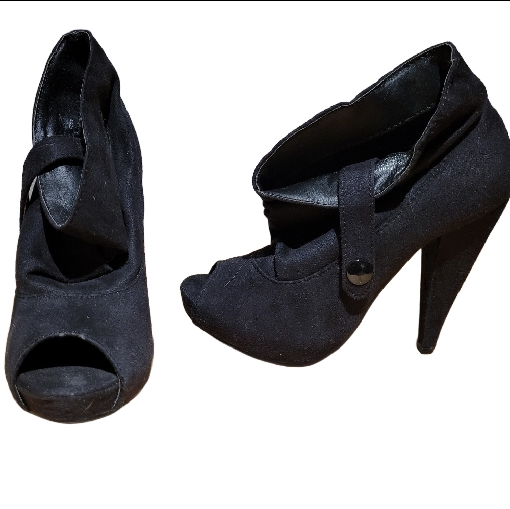 Peep toe Heels in black size 6 - Picture 3 of 9